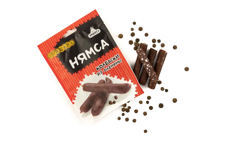 Колбаски "Нямса" из оленины с/к в/у 60 гр. (г. Норильск)