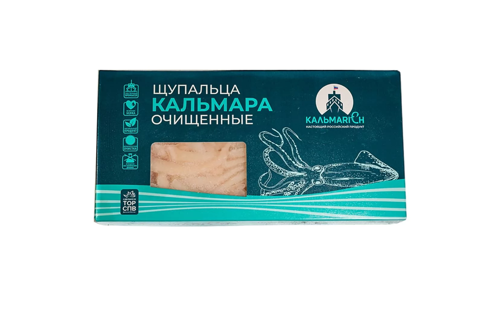 Кальмар щупальца очищенные вес упаковки 0,5 кг 1/24 шт
